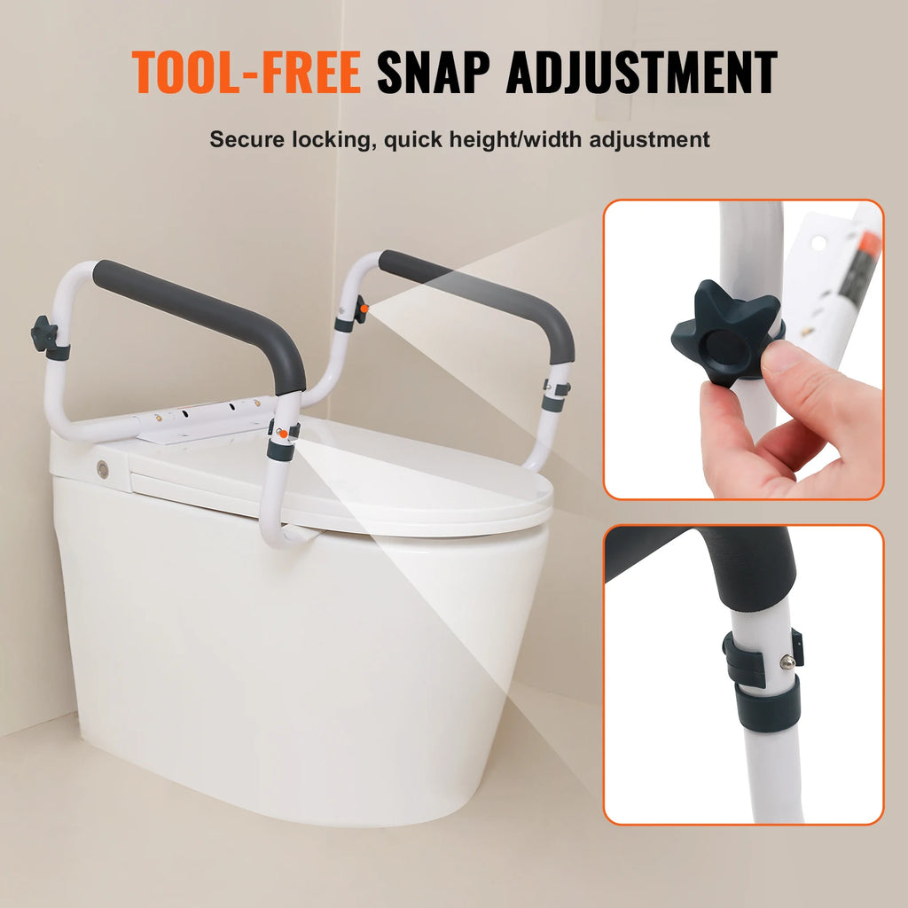 SucceBuy Toilet Safety Rail 300LBS Capacity Seat Adjustable Width Fit Most Toilets Toilet Handles Grab Bars for Disabled Seniors