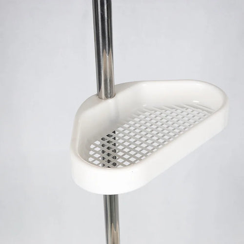 Bathroom Corner Shower Tension Pole Rust Proof Telescopic Rod 4 Tier Storage Rack Shower Organizer Stainless Steel Decor Shelf